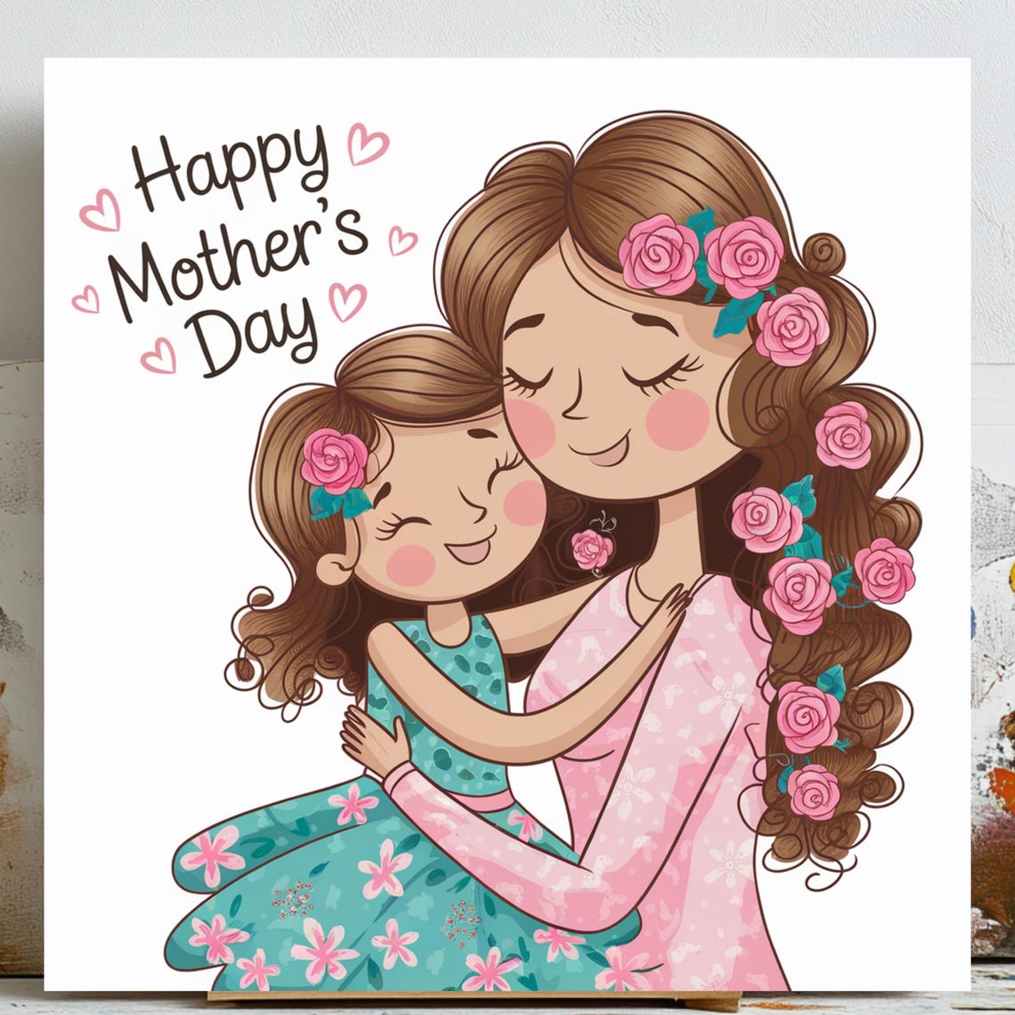 Mother And Daughter Art, Floral Motherhood Gift