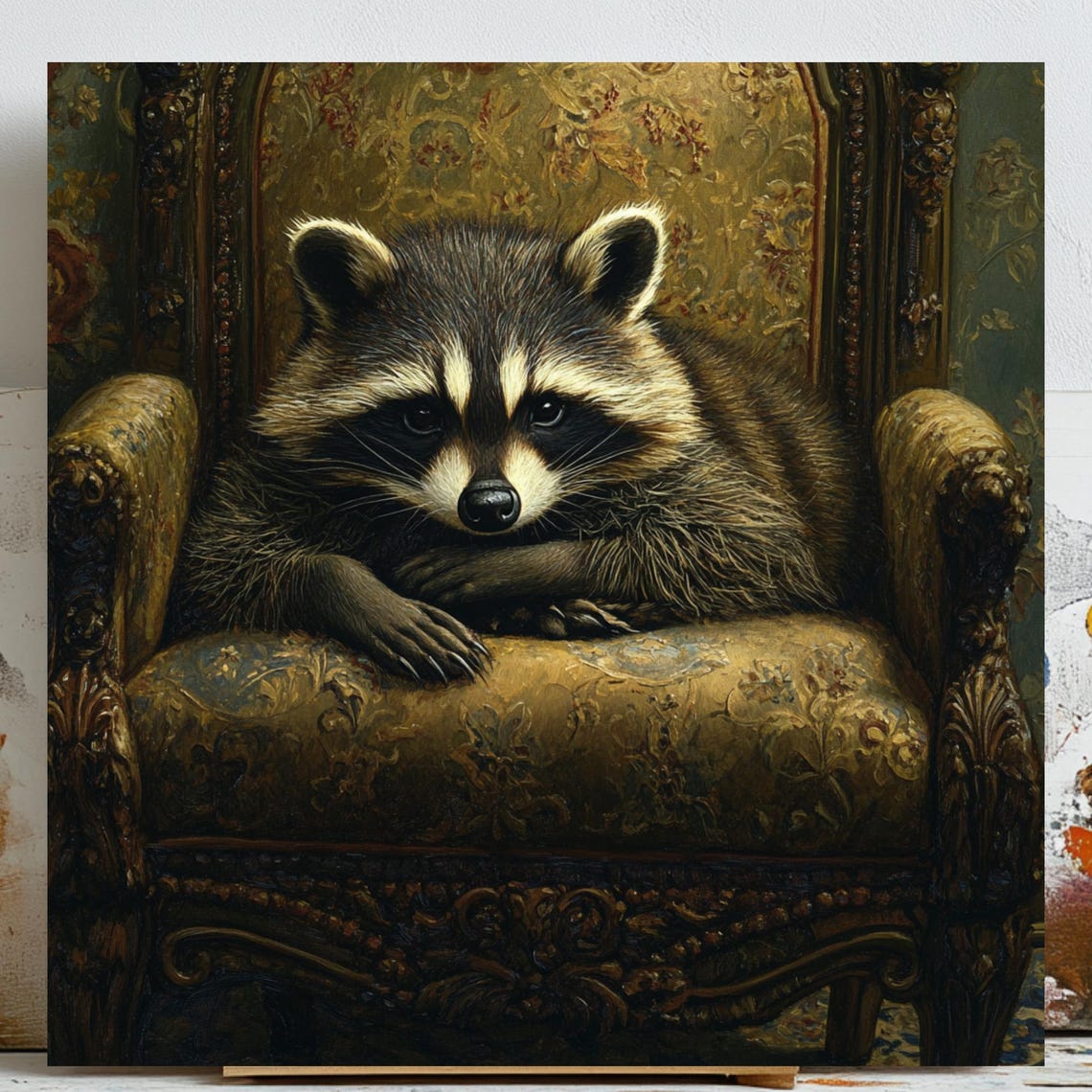 Raccoon Vintage Wildlife Art Print, Rustic
