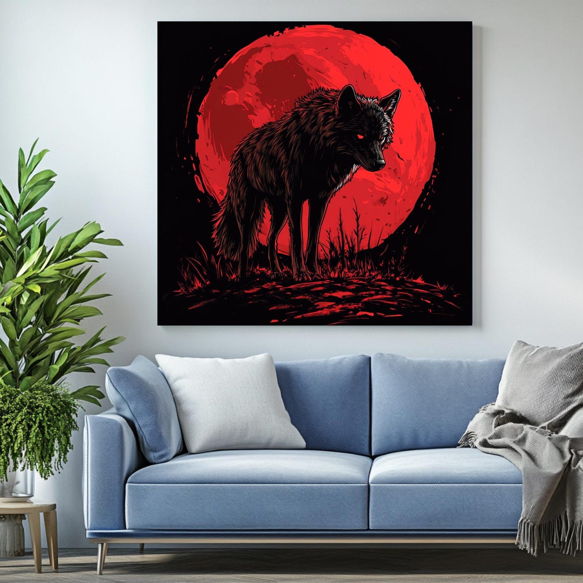 Wolf Moon Wall Art, Modern Animal Decor - Image 2