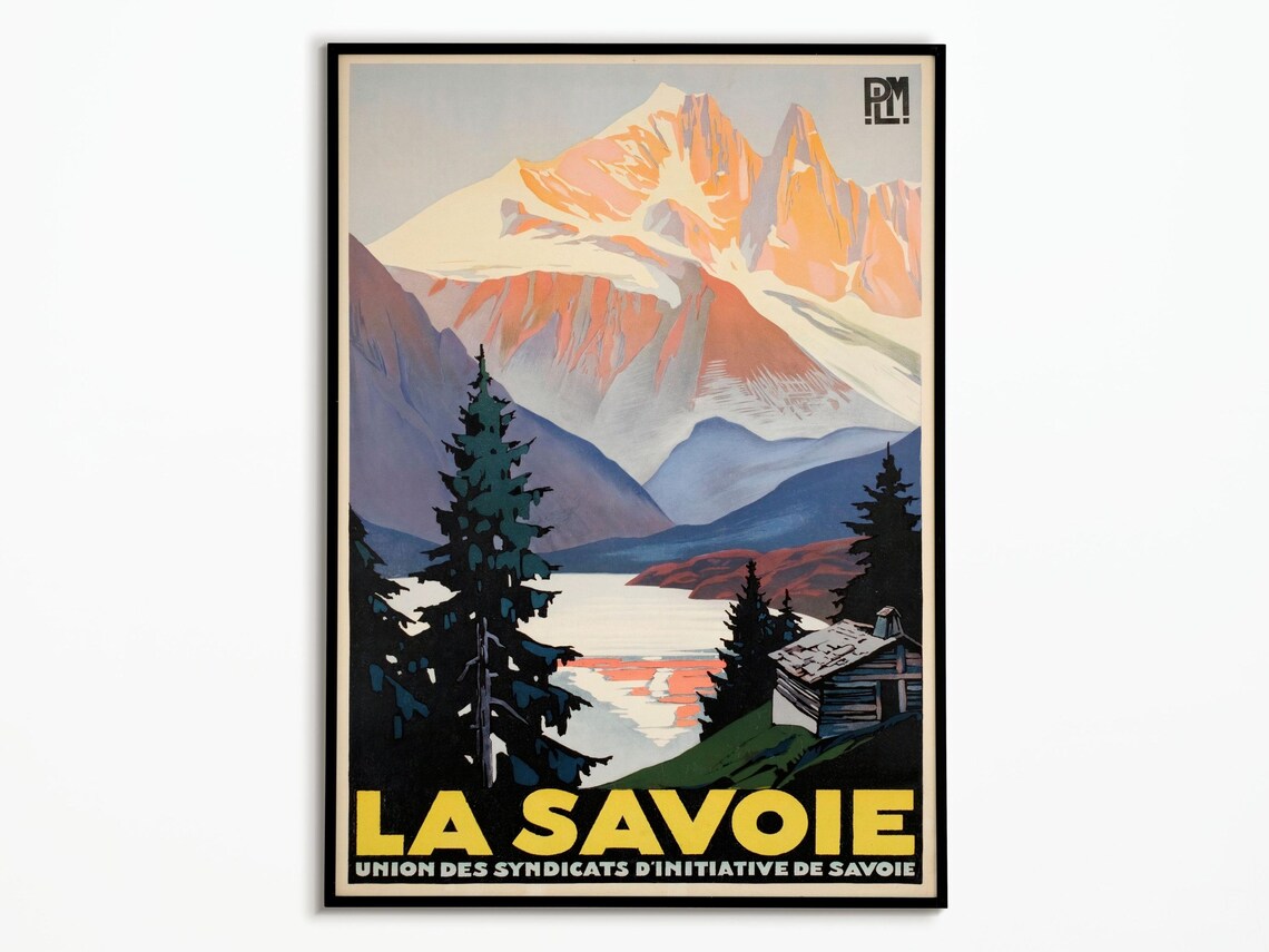 Vintage Savoie Travel Poster, Winter Sport Print