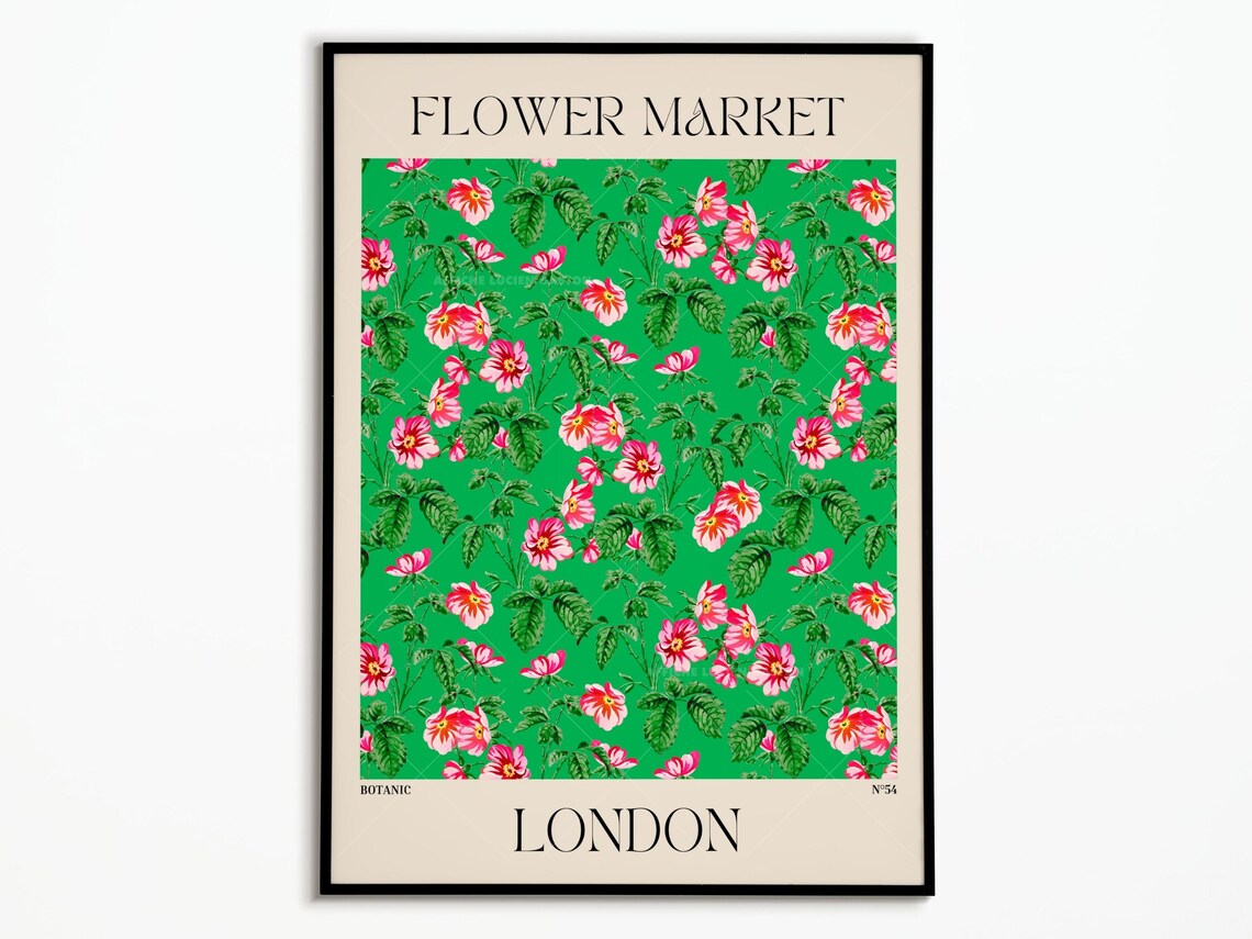 Flower Market Floral Poster, Botanical Wall Art Print
