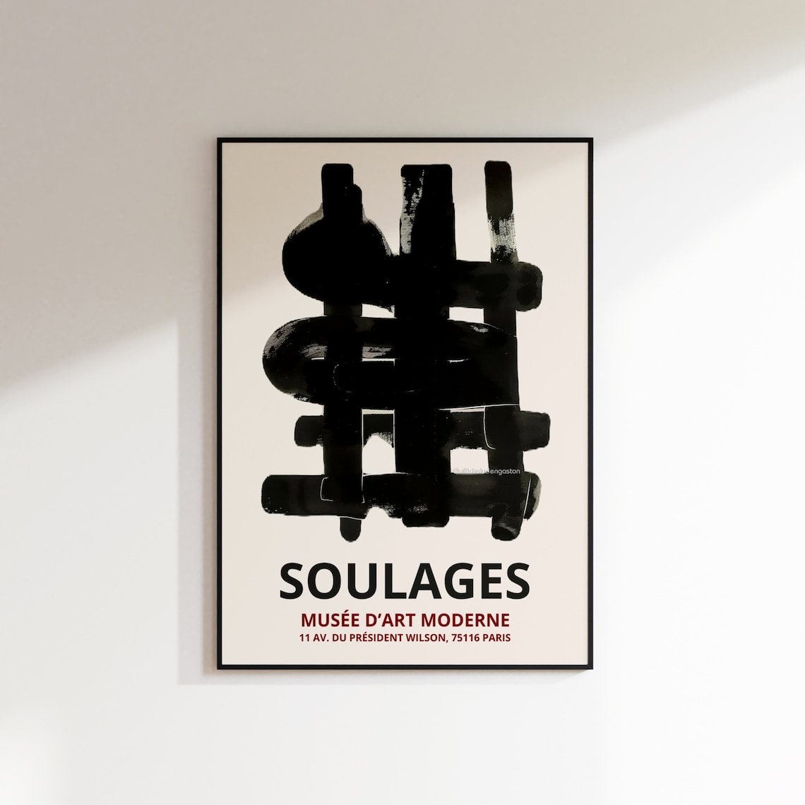 Soulages Black Brushstroke Abstract Musee Art Moderne Paris Poster