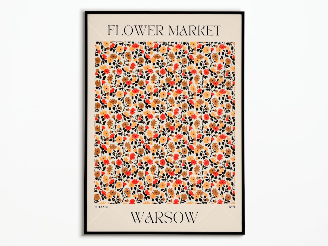 Flower Market Floral Poster, Botanical Wall Art
