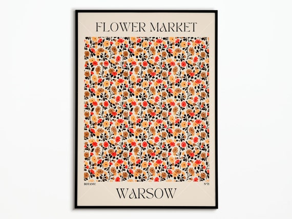 Flower Market Floral Poster, Botanical Wall Art