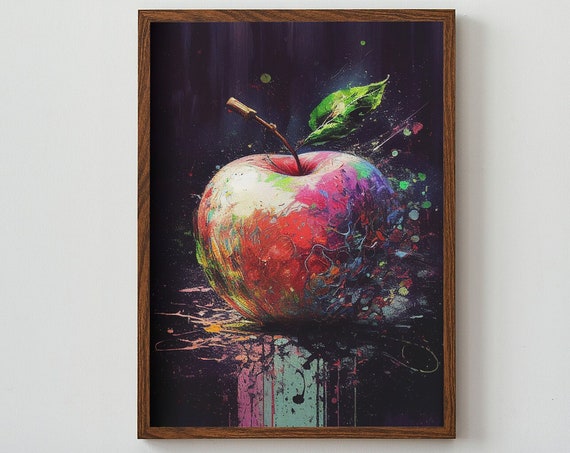 Abstract Apple Print Like Jackson Pollock Artwork Print At Home Wall Art Wall Art Print Instant Art