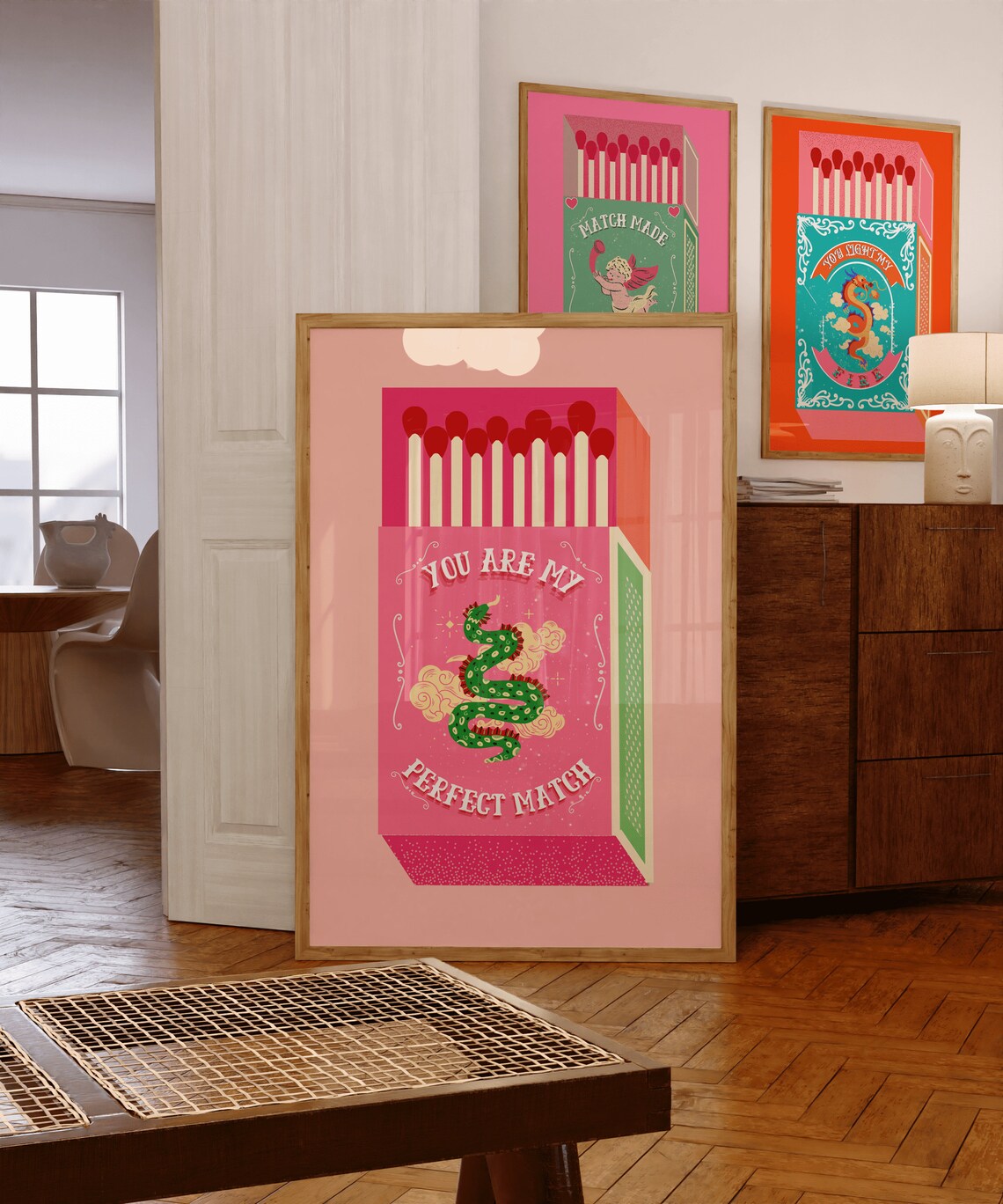 Pink Matchbox You Are My Perfect Match Dragon Romance Poster