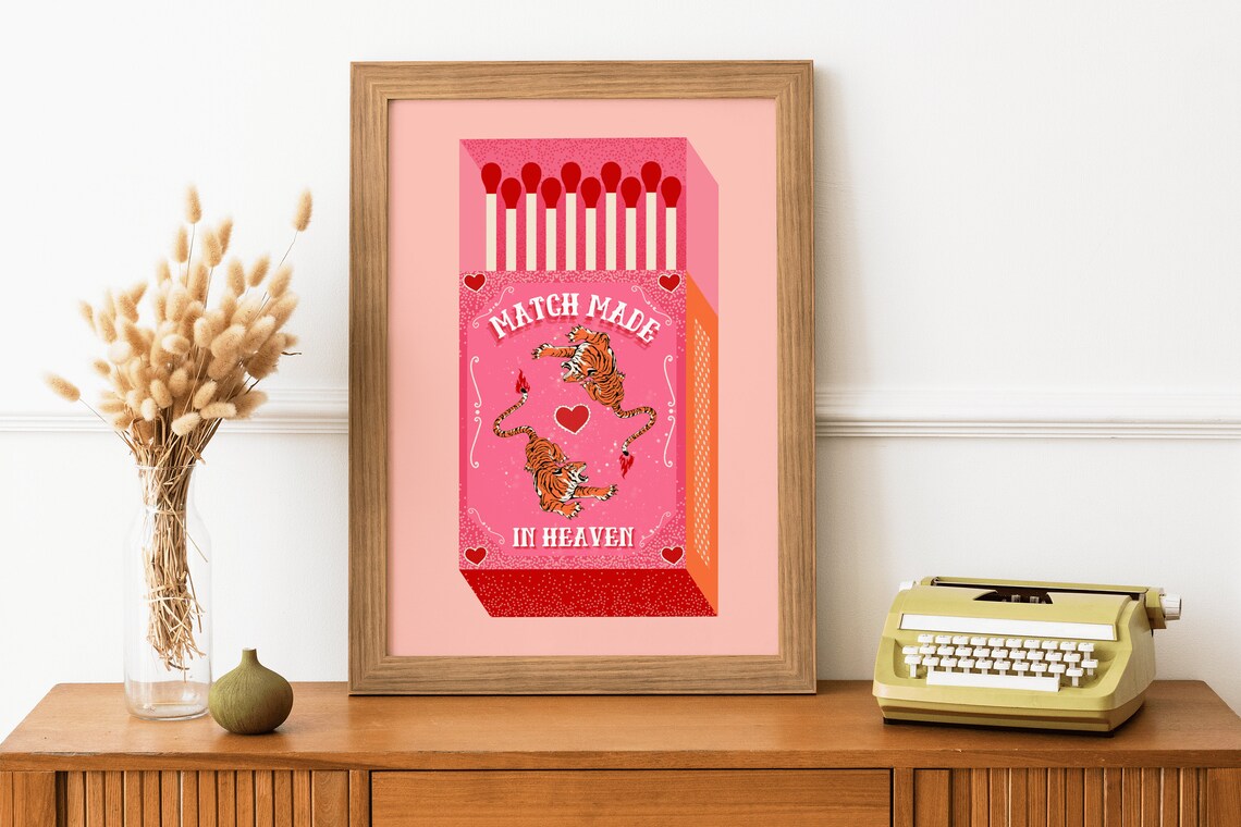 Tiger Match Made In Heaven Vintage Art Print - Image 3