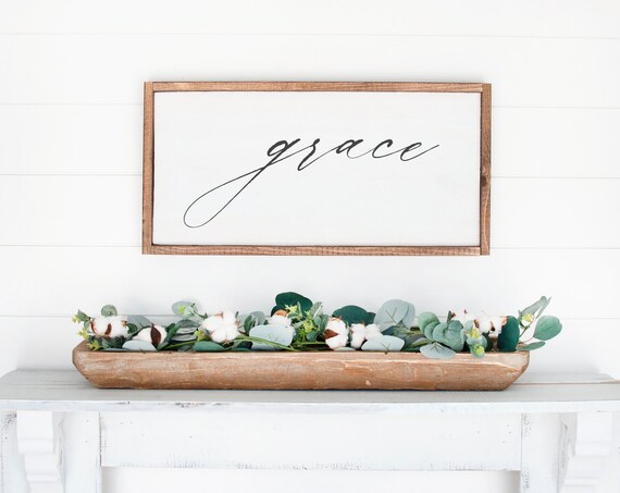 Grace Script Farmhouse Word Art Neutral Minimalist Christian Poster