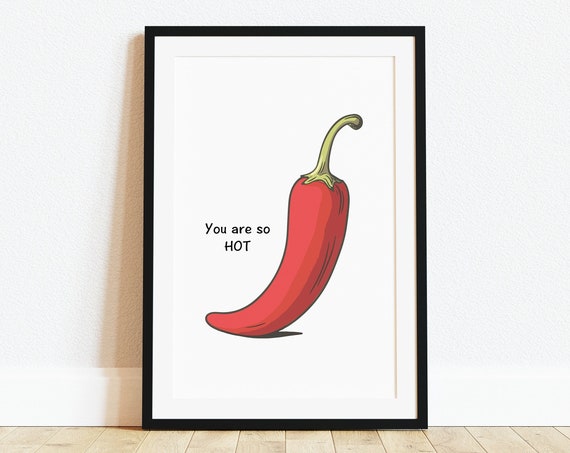 Chilli Pepper Poster Kitchen Poster Kitchen Wall Art Trendy Retro Food Poster Minimalist Art Chiles Posters Spicy Chilli Pepper Prints
