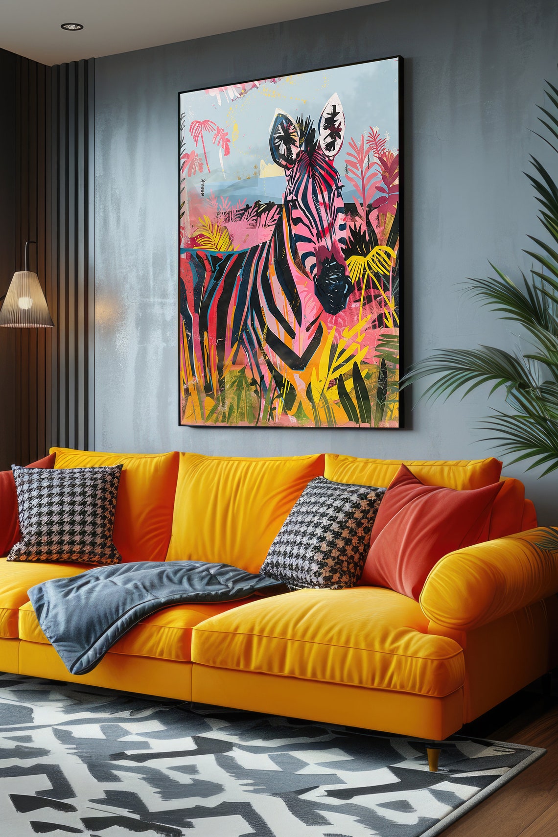Maximalist Pink Zebra Statement Poster Bold Tropical Wildlife Artwork - Image 4