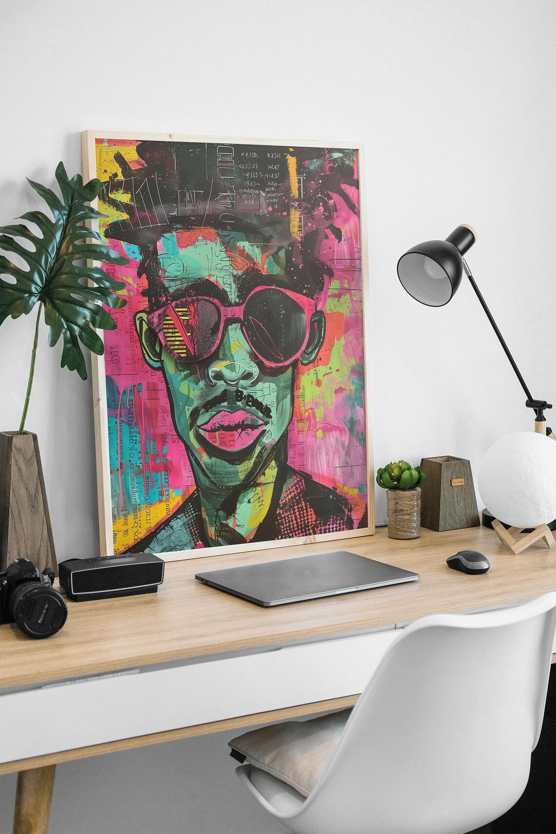 Colorful Pop Art Man Portrait Print Pink Sunglasses Graffiti Style - Image 2