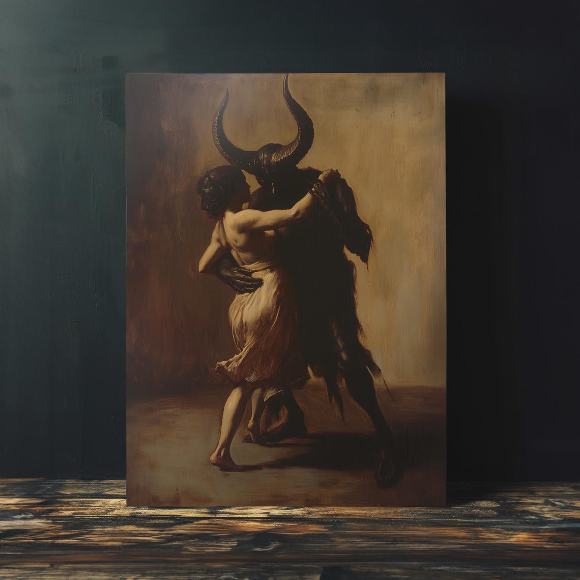 Dancing With the Devil Dark Gothic Academia Oil Painting Poster - Image 4