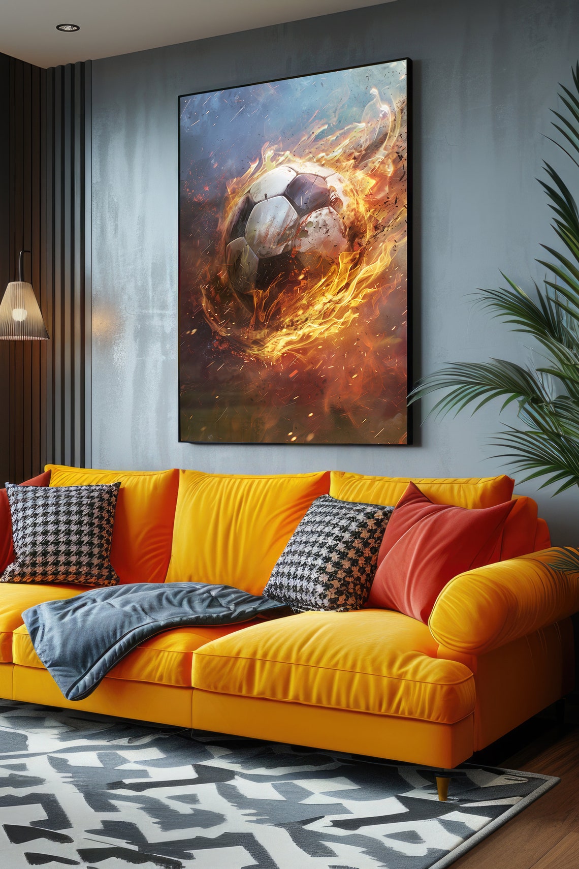 Burning Soccer Ball Poster Wall Art Instant Football Club Wall Decor Sports Themed Teen Room Decor Art Print - Image 3