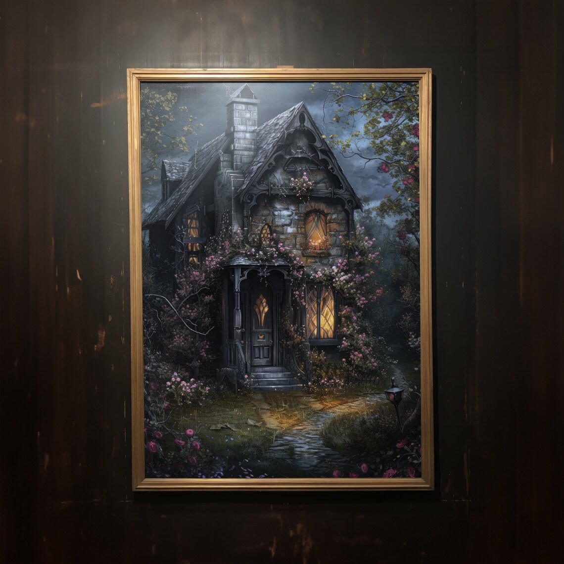 Enchanted Witch Cottage, Moody Witchcore Art Print - Image 2