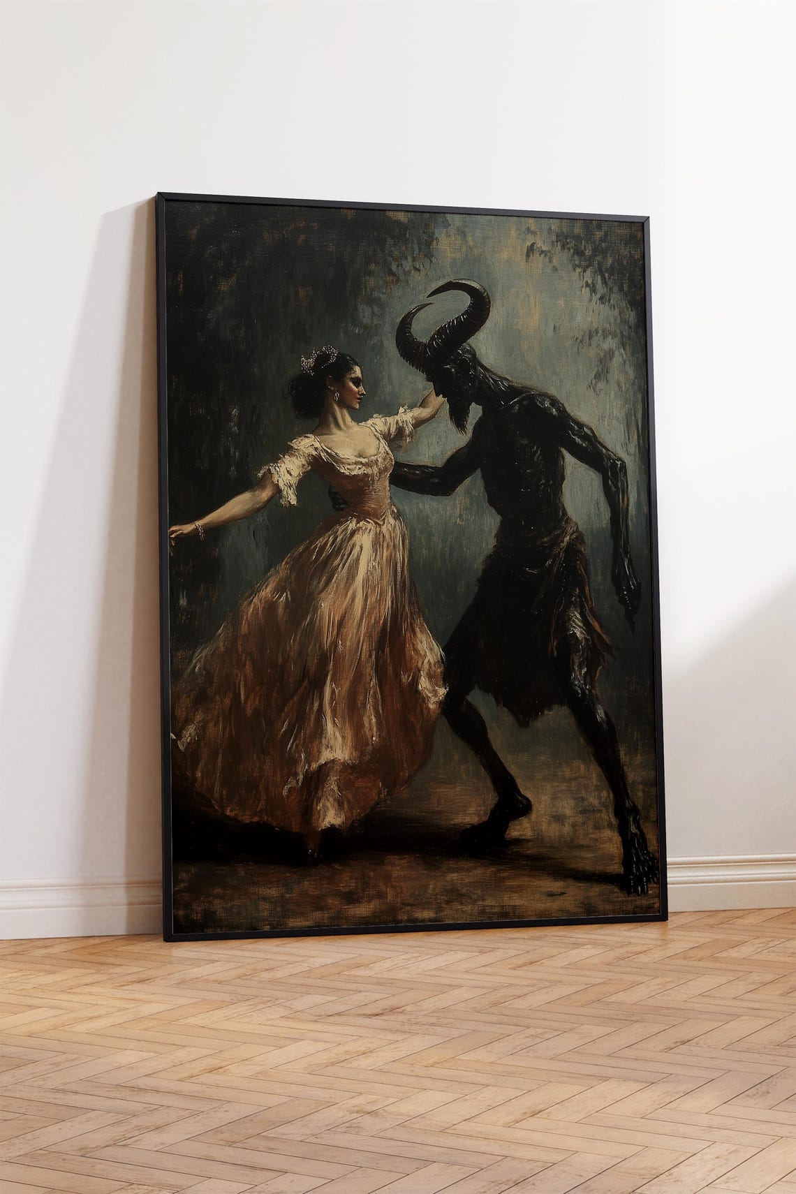 Devils Dance Dark Academia Horned Demon Gothic Oil Painting Poster - Image 2