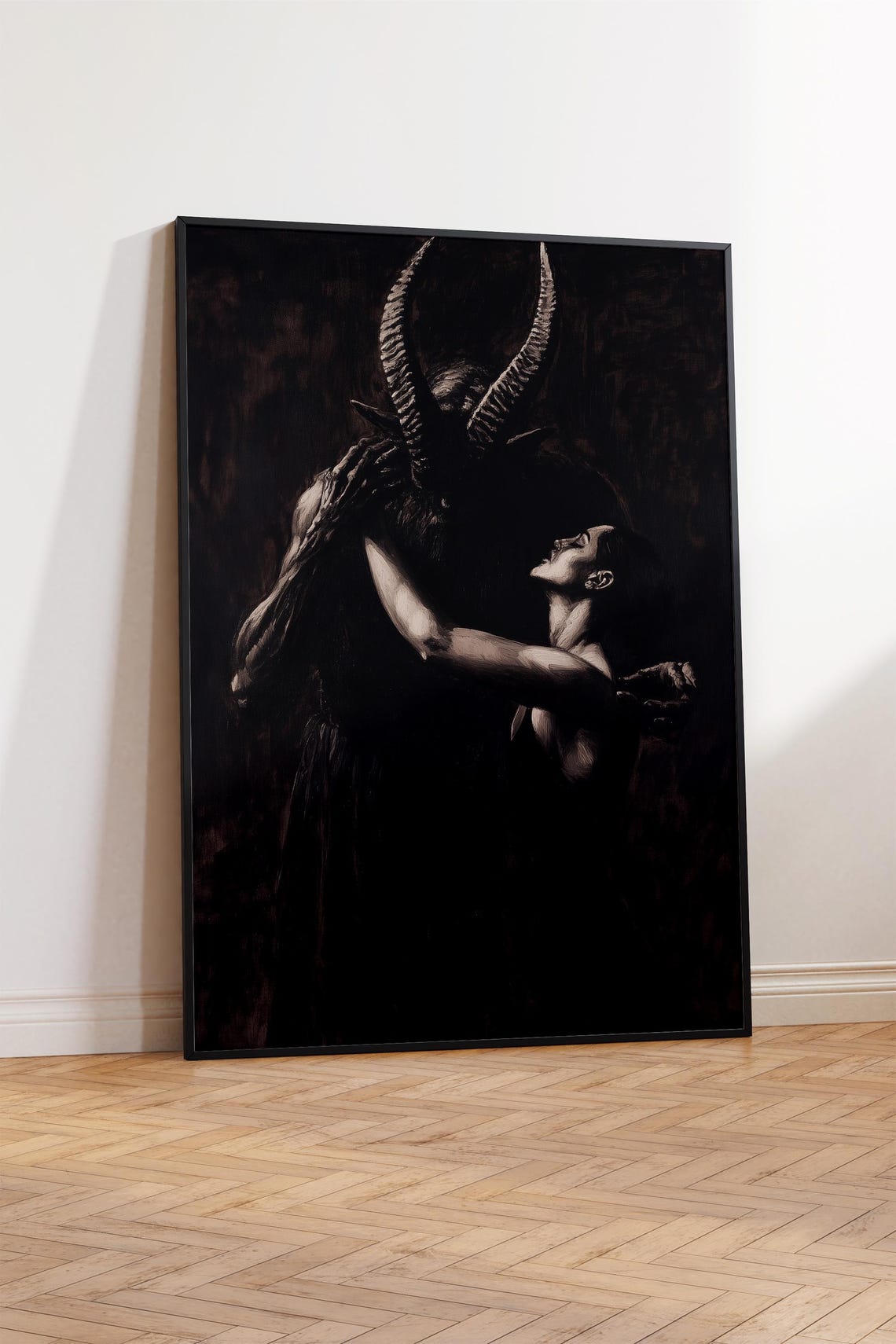 Dark Demonic Lover Romantic Gothic Moody Oil Painting Poster - Image 2