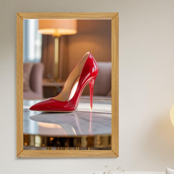 Red Patent Stiletto High Heel Fashion Photography Glam Poster