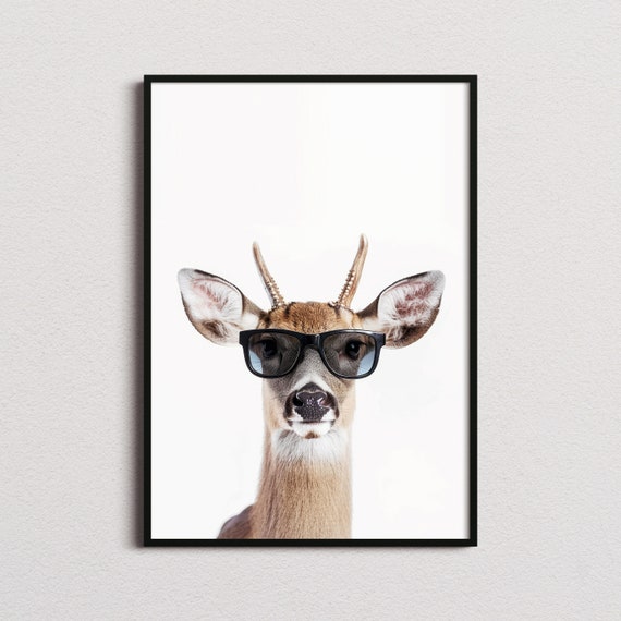 Deer in Sunglasses Funny Animal Art Print