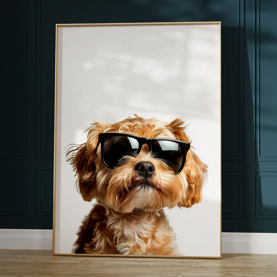 Cavachon Dog In Sunglasses Cute Fluffy Minimalist Photo Poster - Image 2