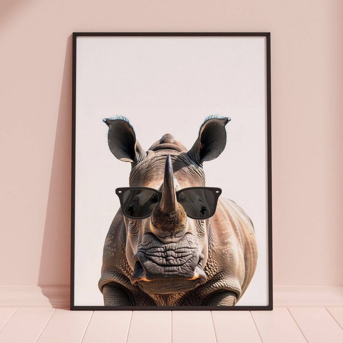 Rhino in Sunglasses Funny Animal Art Print - Image 3