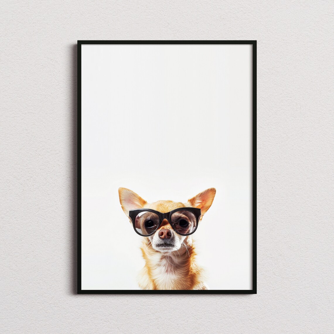 Chihuahua Dog In Sunglasses Sassy Minimalist White Photo Poster