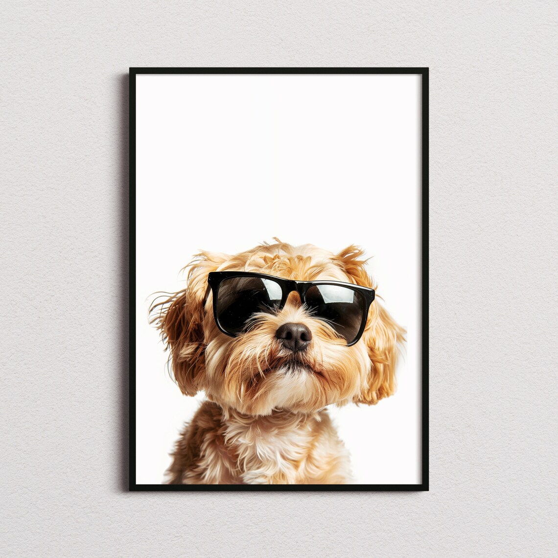 Cavachon Dog In Sunglasses Cute Fluffy Minimalist Photo Poster
