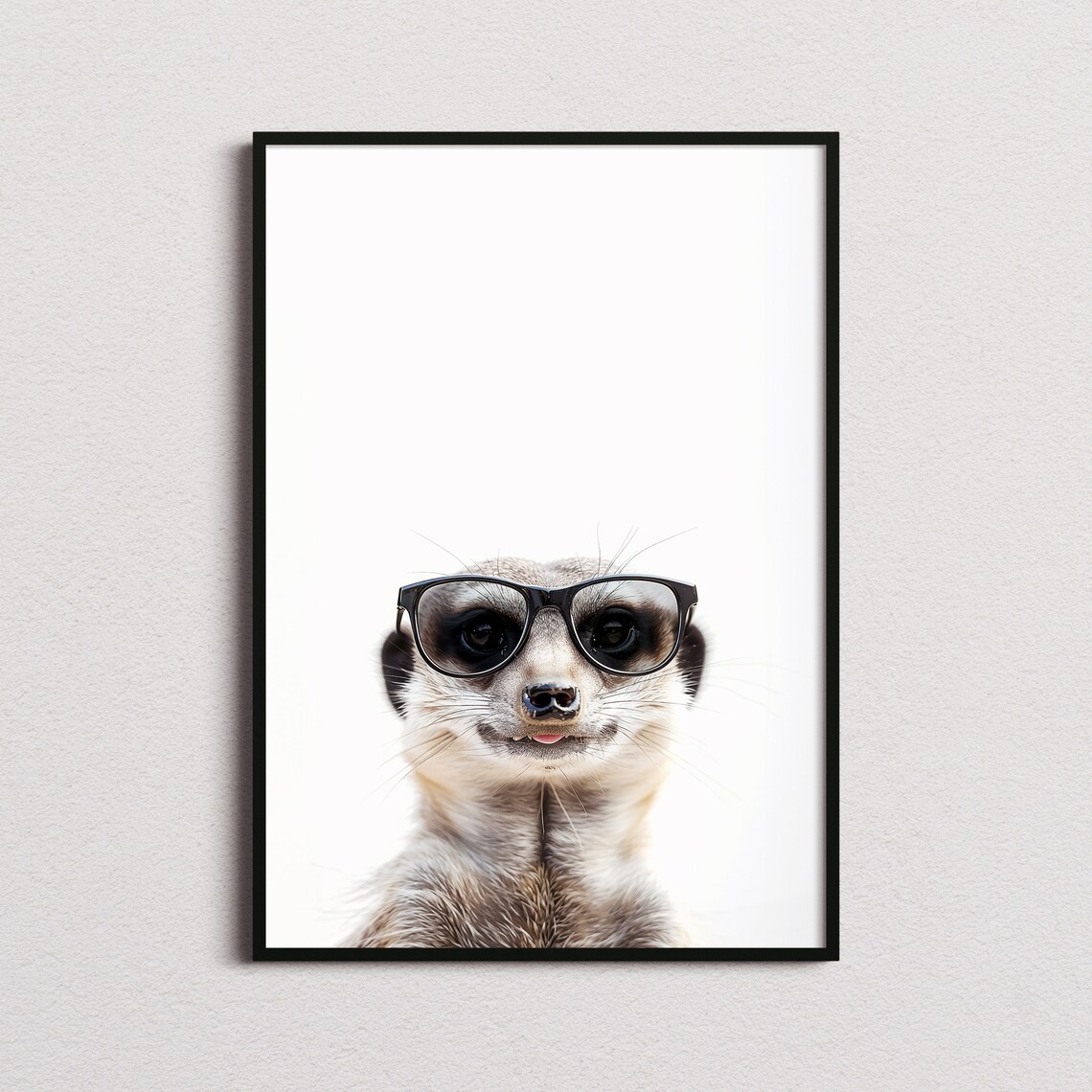 Cute Meerkat in Glasses Playful Funny Animal Portrait Art Poster