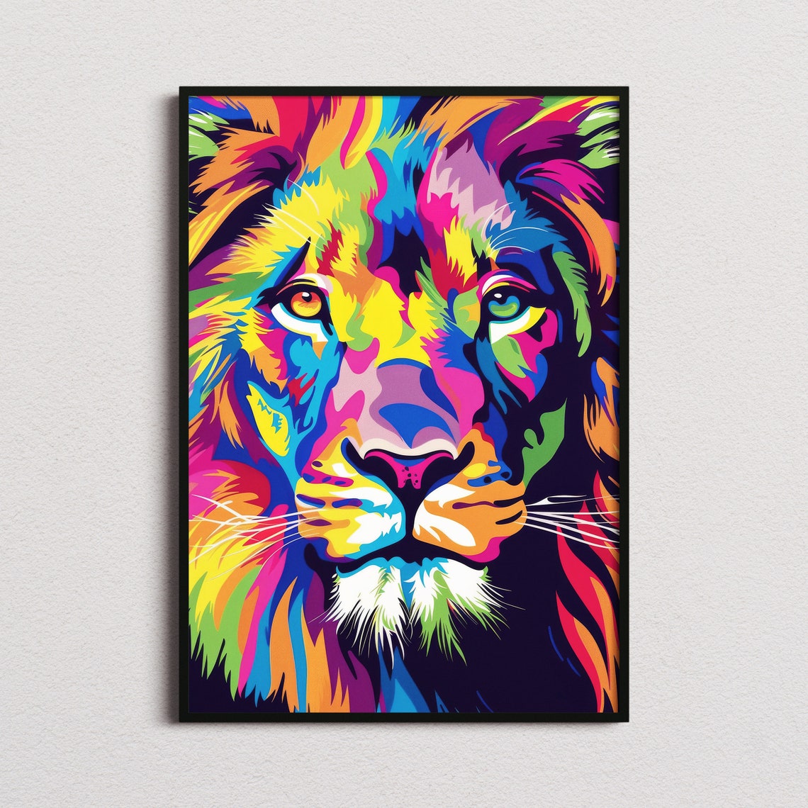Lion Pop Art Print Lion Print Lion Poster Lion Art Lion Painting Colorful Art Pop Art Modern Wall Art Contemporary Art Stylish Art