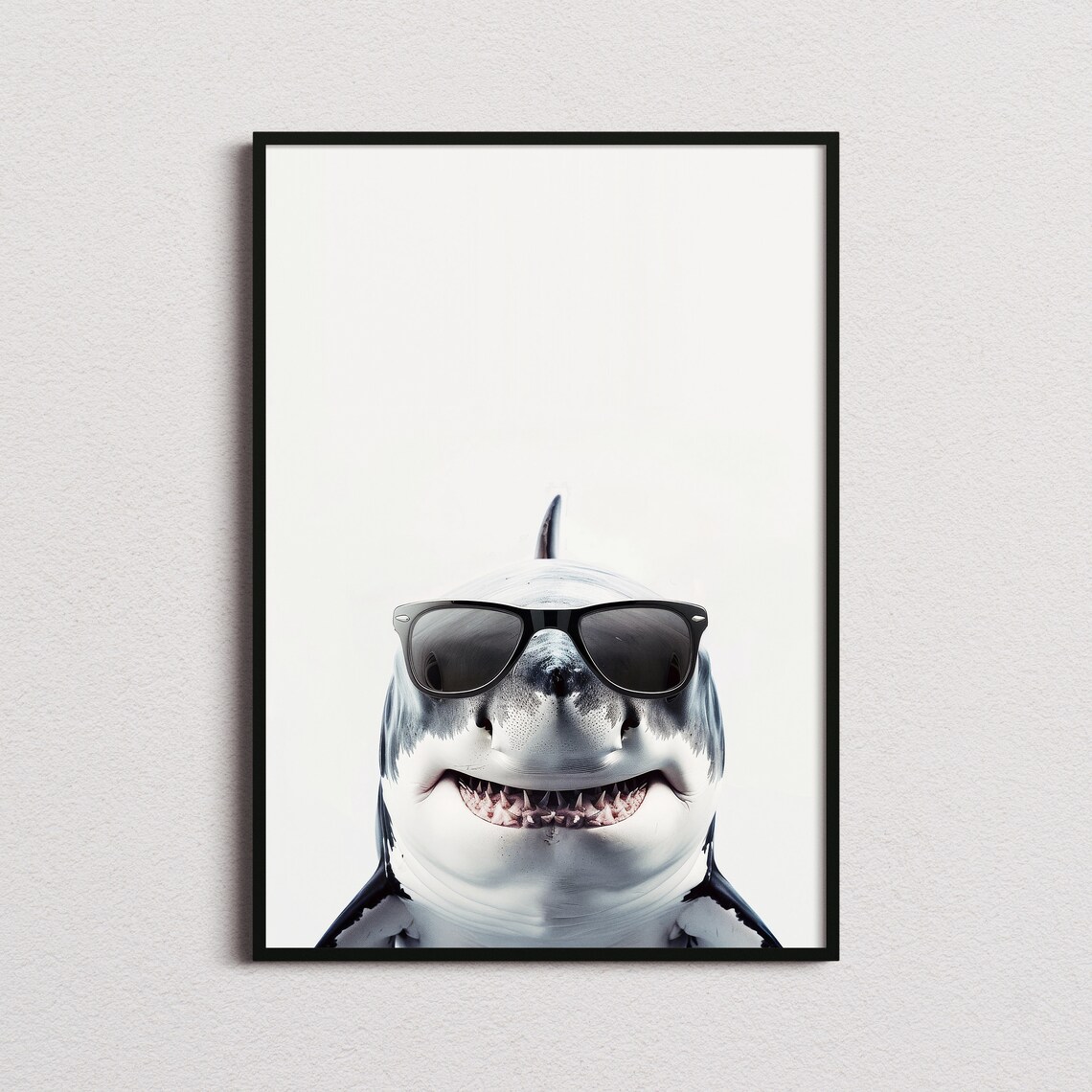Great White Shark In Sunglasses Art Print