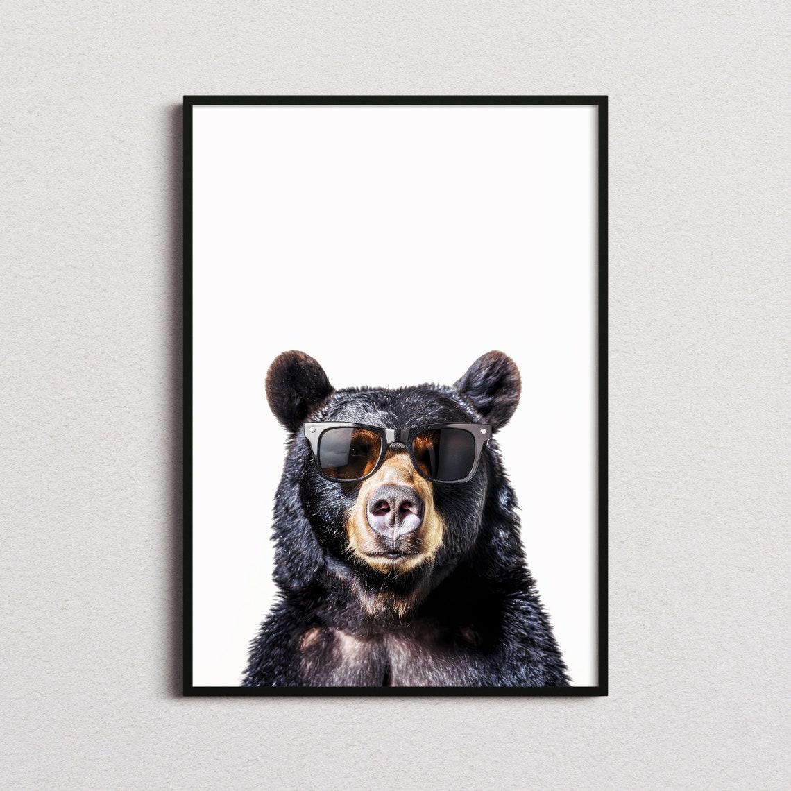 Black Bear in Sunglasses Cool Wild Forest Animal Portrait Poster