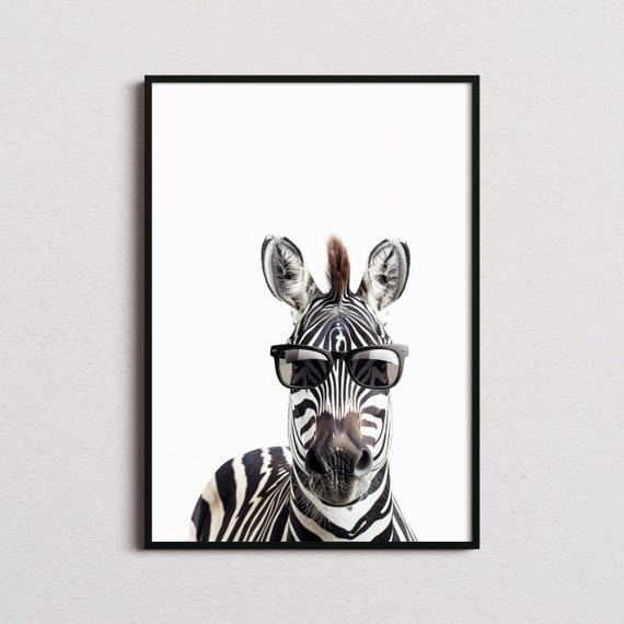 Zebra In Sunglasses Funny Animal Art Print