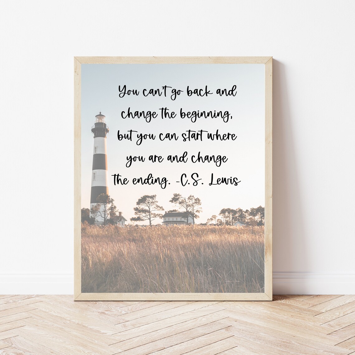 C.S. Lewis Change the Ending Coastal Lighthouse Photo Quote Poster