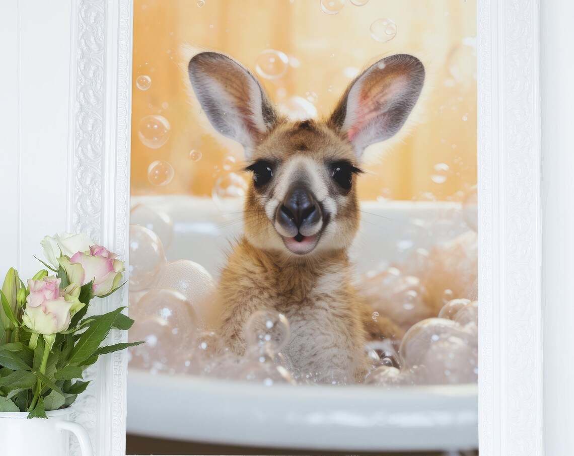 Kangaroo Bathtub - Contemporary Travel Poster