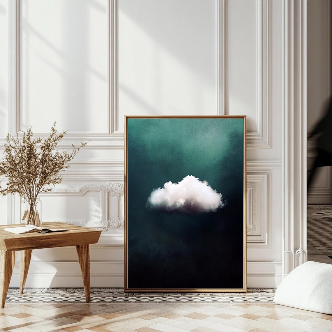 Cloud Wall Art Blue Wall Art Abstract Art Print Minimalist Wall Art Indigo Art Living Room Decor Sky Wall Art Night Sky Print Gift - Image 4