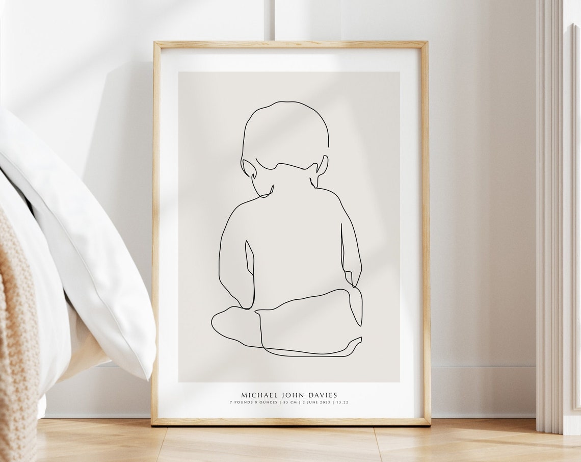 New Baby Portrait Nursery Portrait Personalised Child Portrait Personalised Baby Gift Personalised Baby Wall Art New Baby Drawing Art - Image 2