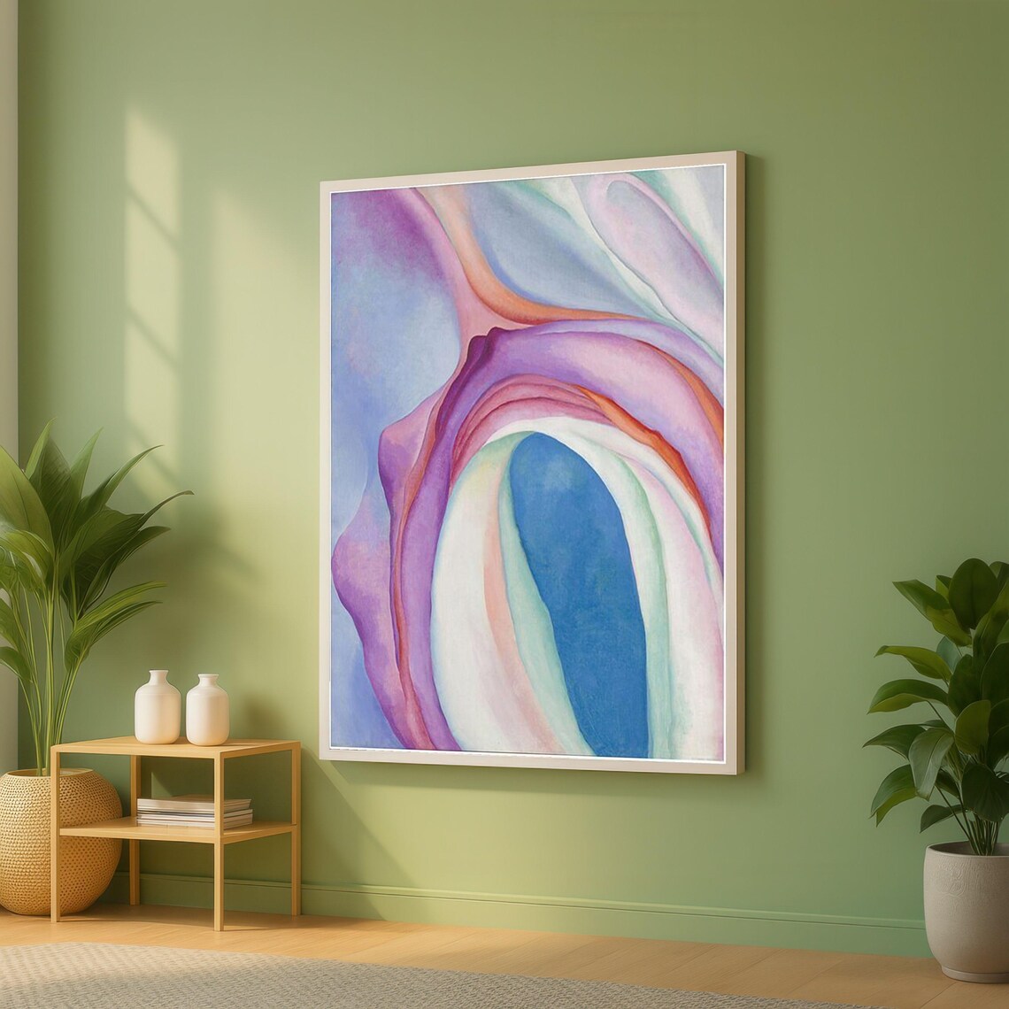 Pastel Pink Lavender and Blue Abstract Floral Swirl Painting Poster