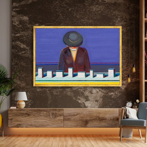 Wayne Thiebaud Style Figurative Art Modern Canvas Wall Bold Color Abstract Painting Contemporary Home Decor Ready To Hang