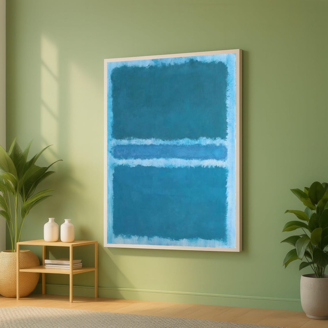 Rothko Style Teal Blue Soft Color Field Abstract Minimal Poster