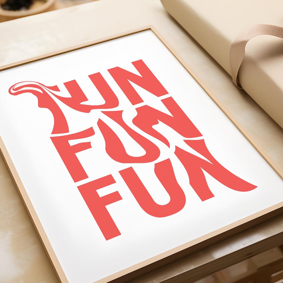 Fun Fun Fun Red Wavy Bubble Lettering Playful Typography Poster - Image 2