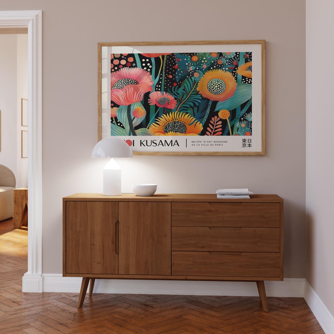 Yayoi Kusama Vivid Sunflowers Dot Art Colorful Floral Style Poster - Image 2