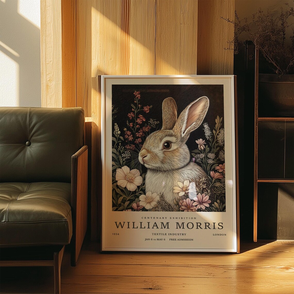 Wild Rabbit Among Wildflowers William Morris Exhibition Poster - Image 3