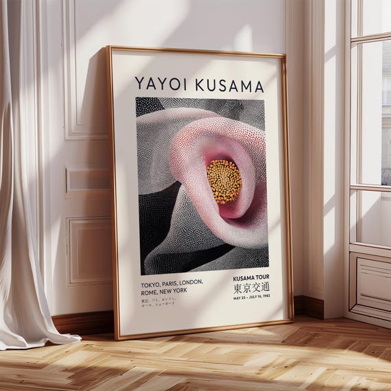 Luxury Floral Wall Print Yayoi Kusama Modern Wall Art For Living Room Minimalist Exhibition Poster For Elegant Home Decor Unique Art