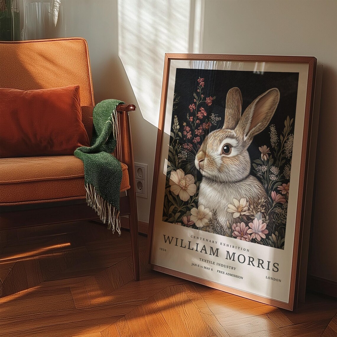 Wild Rabbit Among Wildflowers William Morris Exhibition Poster - Image 2