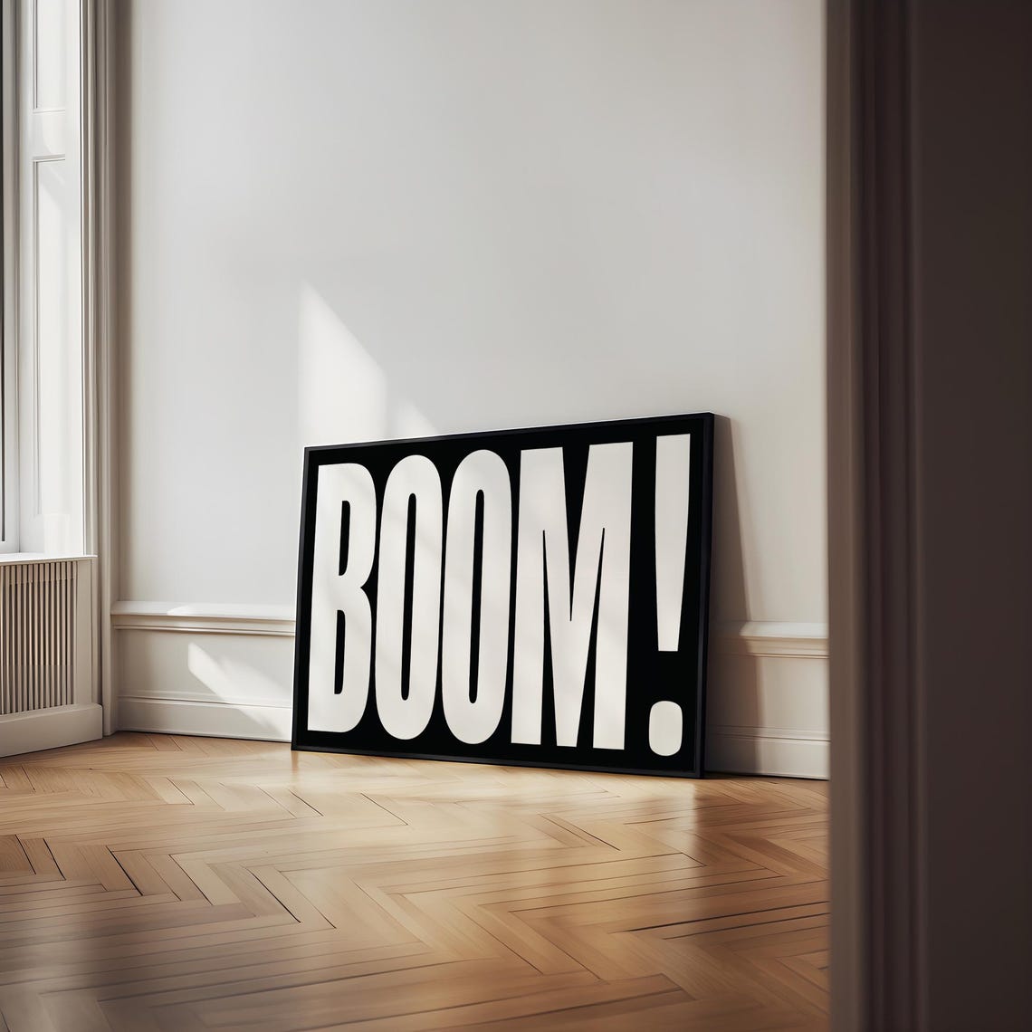 Modern Typography Wall Art Boom Minimalist Black White Poster Bold Contemporary Artwork For Living Room Office Or Studio - Image 4