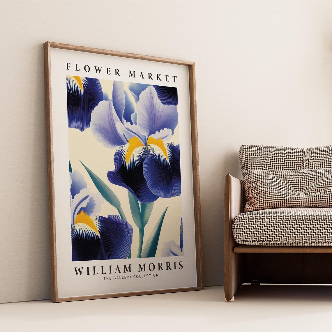 William Morris Flower Market Blue Iris Blossom Botanical Wall Art