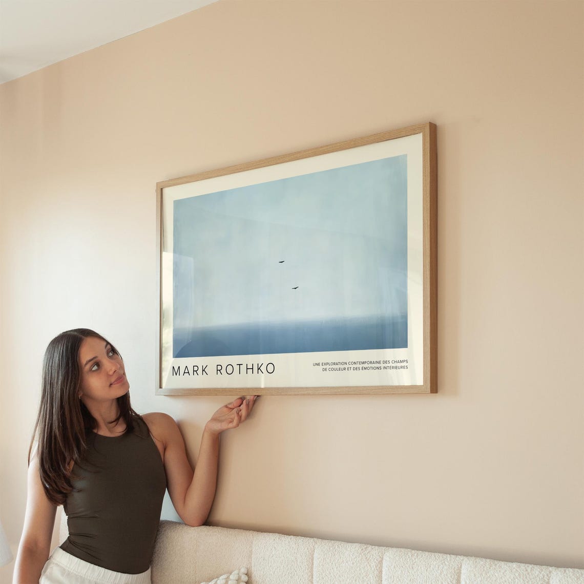 Mark Rothko Serene Pale Blue Sky Birds Minimalist Calm Art Print - Image 3