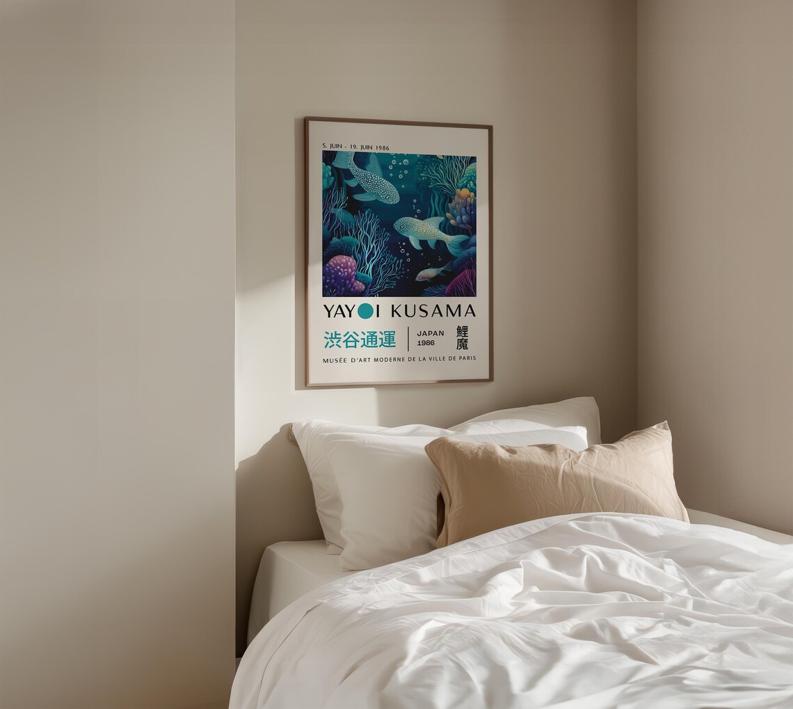 Trendy Koi Fish Print For Living Room Poster Yayoi Kusama Poster Vibrant Colorful Japanese Wall Art Modern Poster For Bedroom Wall Art - Image 3