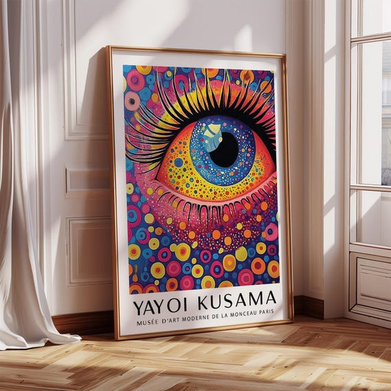 Pop Art Prints Colorful Abstract Eye Artwork In Bold Dots And Neon Tones Contemporary Wall Decor Inspired By Yayoi Kusama