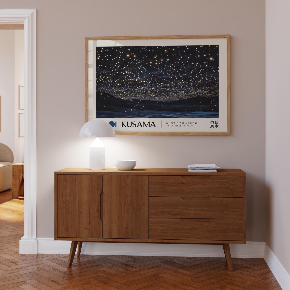 Infinity Night Sky Wall Art Print Yayoi Kusama Inspired Print Cosmic Starry Landscape Poster For Modern Home Artwork - Image 2