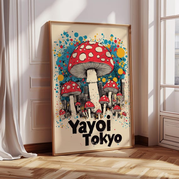 Japanese Anime Poster For Kids Room Wall Art Bold Colorful Wall Art For Children Room Print Japan Poster Retro Poster Mushroom Yayoi Art